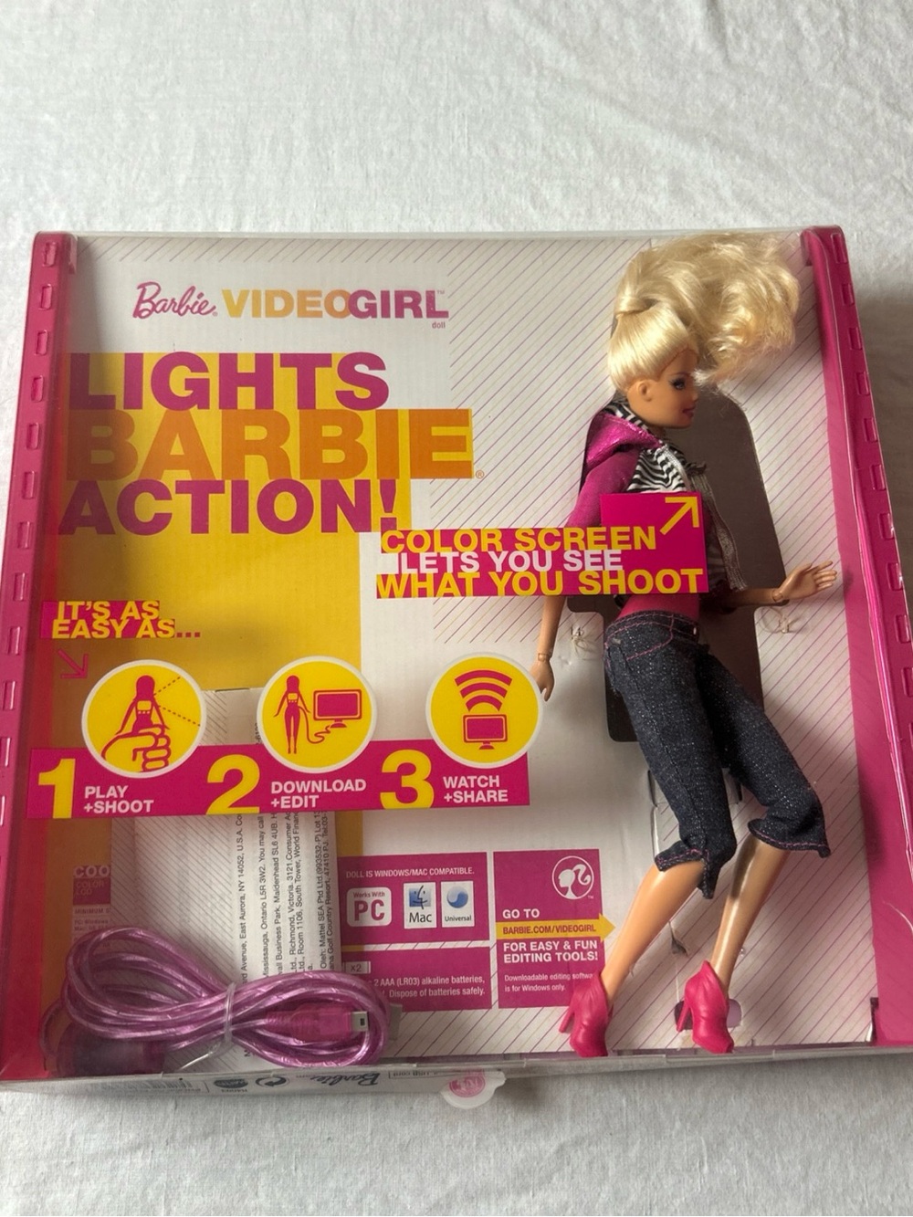 Barbie VideoGirl Lights Action Doll - Pink & Yellow